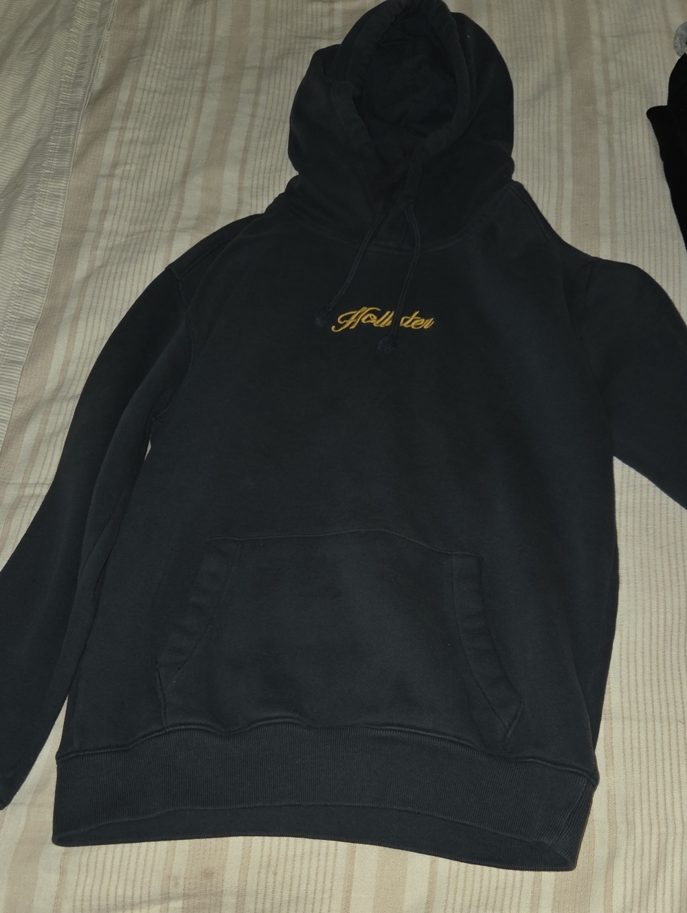 Hollister Navy Hoodie with Script Logo - Men